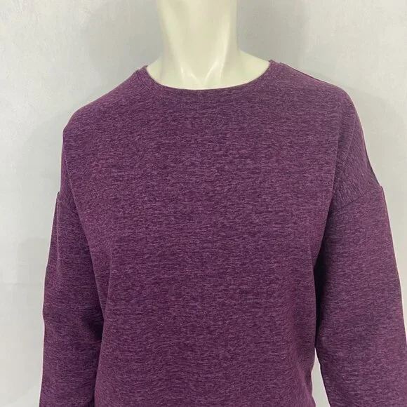 32 Degrees Heat Women's Fleece Sweater Top Size L Heathered Purple Long Sleeve - Picture 3 of 10